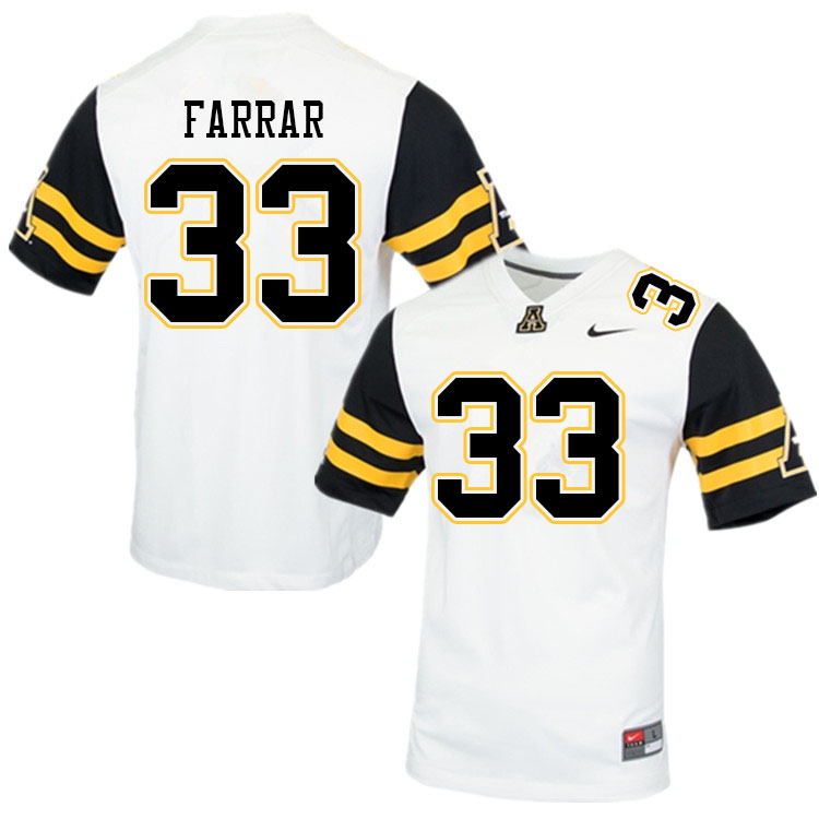 Men #33 Derrell Farrar Appalachian State Mountaineers College Football Jerseys Sale-White - Click Image to Close